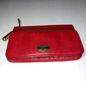 Fossil Long Live Vintage Leather Wallet Red